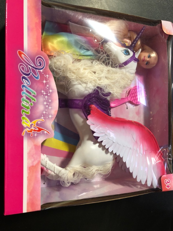 Photo 2 of BETTINA Color Change Unicorn, 11.5 Inch Princess Doll with Rainbow Dress, Pegasus' Mane Changes Color Under The Sunlight, Winged Horse Toys, Unicorn Toys Gifts for Girls