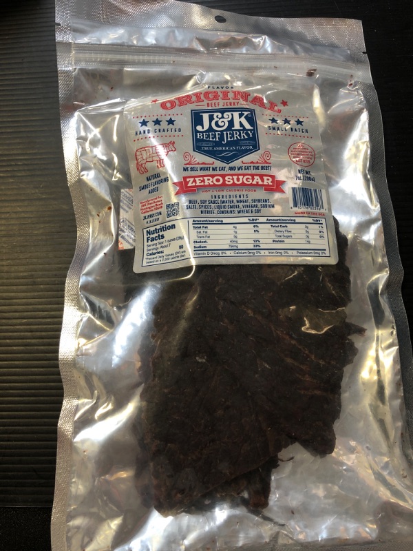 Photo 1 of Exp 6/3/24 J&K Beef Jerky - Original Zero Sugar Flavor 7 Oz
