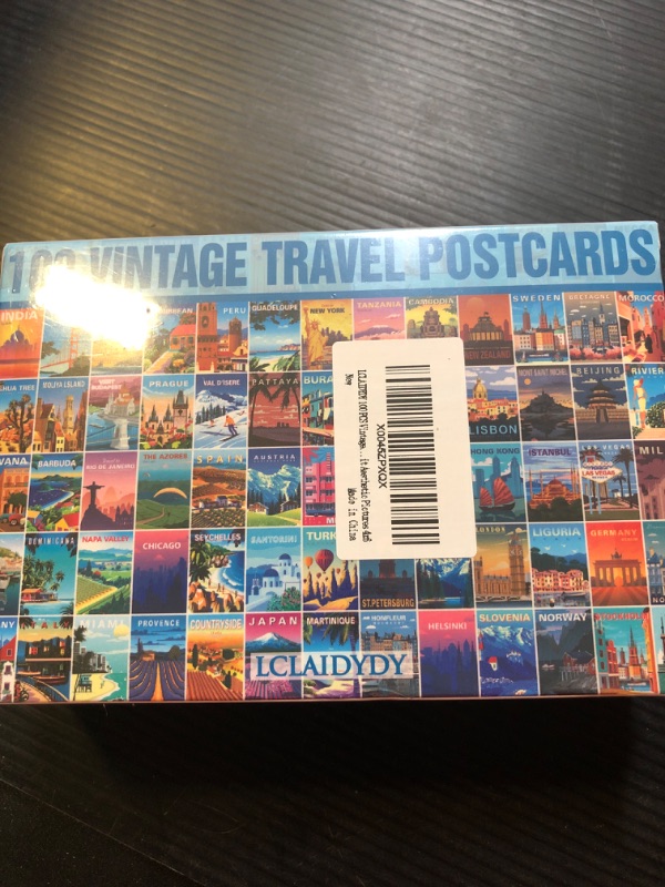Photo 1 of LCLAIDYDY 100 PCS Vintage Travel Postcard Set,Post Cards for Mailing,Travel Posters Art Prints Room Decor,World City Postcards,Retro Style Travel Wall Collage Kit Aesthetic Pictures 4x6