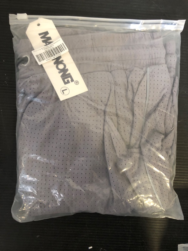 Photo 2 of Size L--MAIKANONG Mens Fitted Mesh 5" Athletic Shorts,Workout Running Shorts,Lightweight Quick Dry Gym Shorts with Zipper Pockets Grey Large