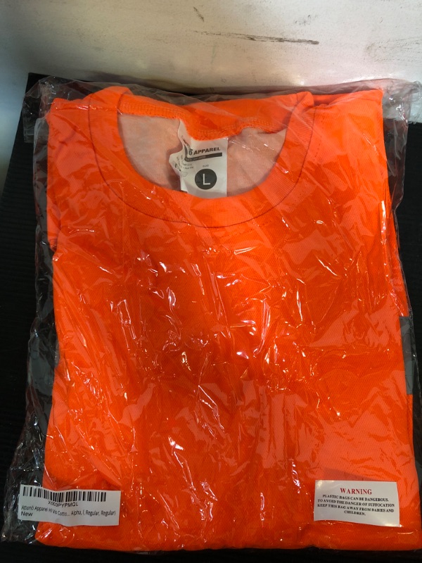 Photo 1 of Size L--Cotton Hi Vis Safety Shirt, ANSI Class 2 Safety Shirt, Orange Safety Shirt, Construction Shirt, High Visibility Shirt for Men Large Neon Orange
