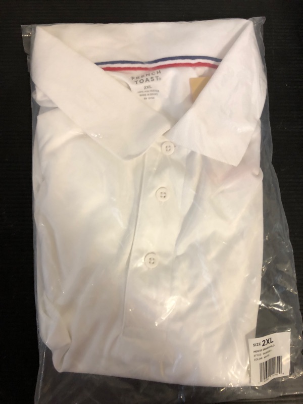 Photo 1 of Size XXL-French Toast Men's Moisture Wicking Performance Sport Polo Short Sleeve Shirt XX-Large White