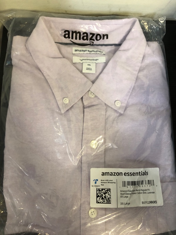 Photo 2 of Size XXL--Amazon Essentials Men's Regular-Fit Short-Sleeve Pocket Oxford Shirt XX-Large Lavender