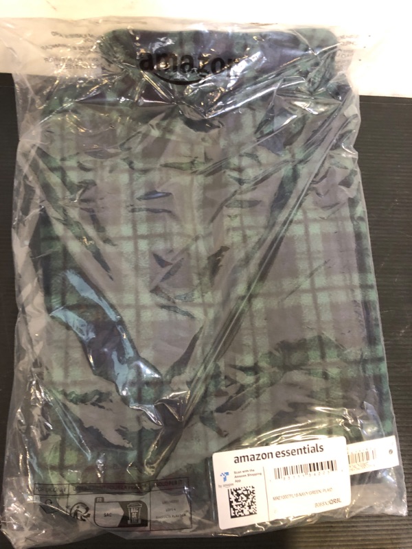 Photo 1 of Size S--Amazon Essentials Men's Full-Zip Polar Fleece Vest Polyester Dark Green Navy Tartan Plaid Small