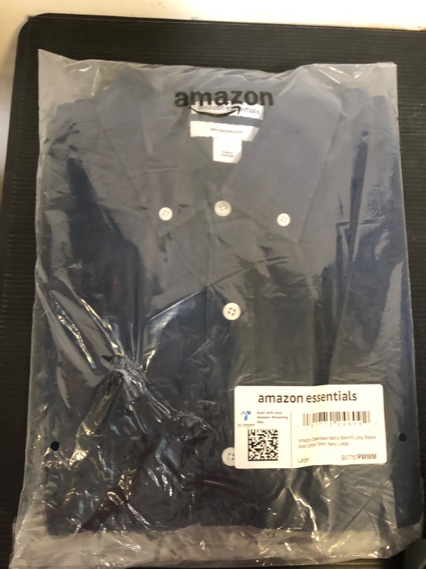 Photo 2 of sIZE l--Amazon Essentials Men's Slim-Fit Long-Sleeve Oxford Shirt Large Navy