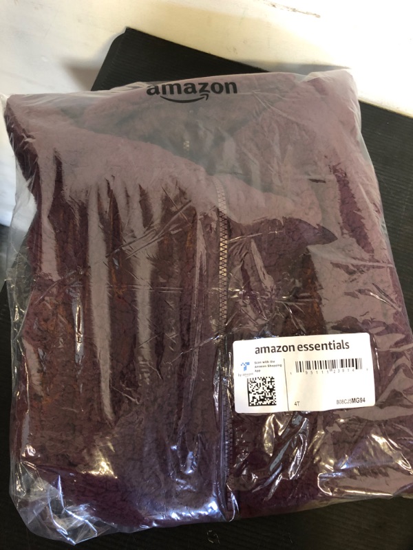 Photo 1 of Size 4T--Amazon Essentials Girls and Toddlers' Sherpa Fleece Full-Zip Jacket - Discontinued Colors 4T Burgundy
