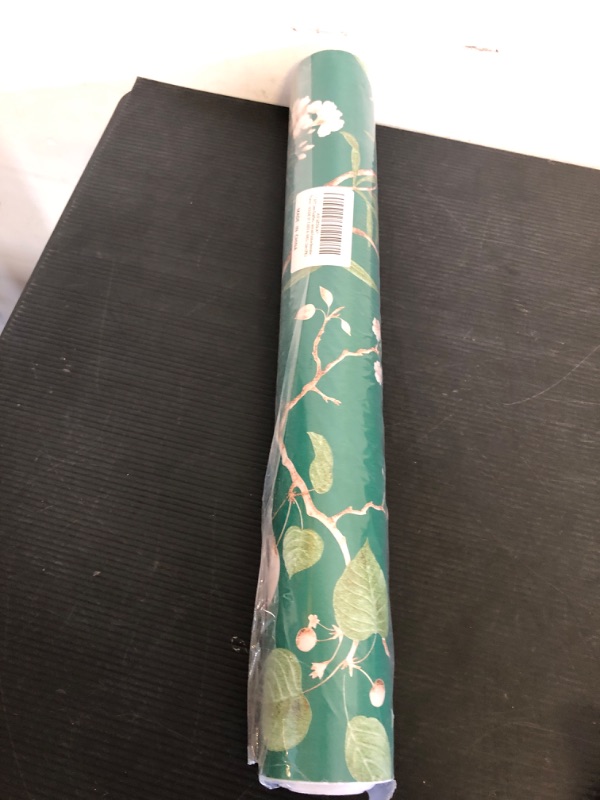 Photo 1 of Abliwaper 17.7" X472" Green Floral Wallpaper Vintage Flower and Bird Peel and Stick Wallpaper Removable Wallpaper Self Adhesive Wall Paper Green Contact Paper Home Decoration Furniture Renovation