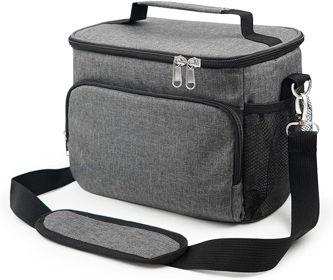 Photo 1 of BUDO Lunch Bags for Women/Men, Insulated Lunch Bag for Work Office School Picnic - Lunch Cooler Bag Leakproof Lunch Box with Adjustable Shoulder Strap - Charcoal Grey