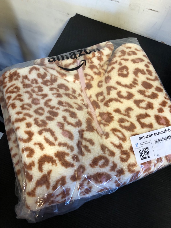 Photo 1 of Size XXL--Amazon Essentials Girls and Toddlers' Sherpa Fleece Quarter-Zip Jacket XX-Large Ivory Leopard
