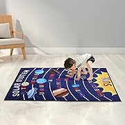Photo 1 of 31''/47'' Kids Bedroom Carpet Kids Rug for Playroom, Educational Learning Carpet Fun Rug, Planet Carpet?Outer Space Rug?Cute Kids Room Carpet