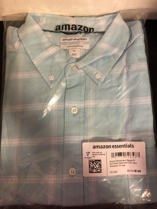 Photo 1 of Size XXL---Amazon Essentials Men's Regular Fit Short Sleeve Pocket Oxford Shirt