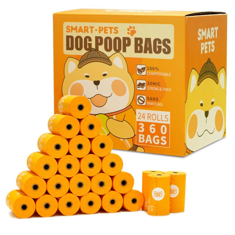 Photo 1 of 100% Certified Home Compostable Dog Poop Bags - EN 13432 Compliant Dog Waste Bags -360 Bags- 24x Rolls of Plant Based Compostable Poop Bags -Thick Doggie Poop Bags?Orange?