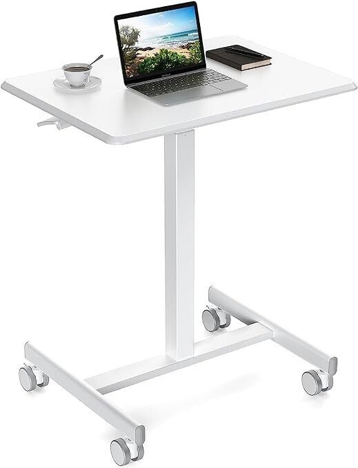 Photo 1 of NEWBULIG Standing Height Adjustable Desk Laptop Mobile Rolling Table - White
