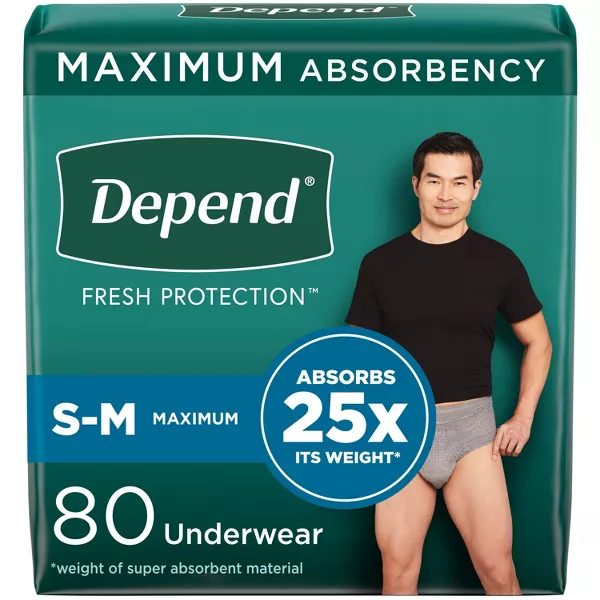 Photo 1 of Depend Fresh Protection Adult Incontinence Disposable Underwear for Men - Maximum Absorbency - Gray
