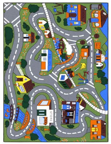 Photo 1 of Jenny Collection Non-Slip Rubberback Educational Town Traffic Play 5x7 Kid's Area Rug,5 ft.x6 ft. 6 in.,Green/Multicolor

