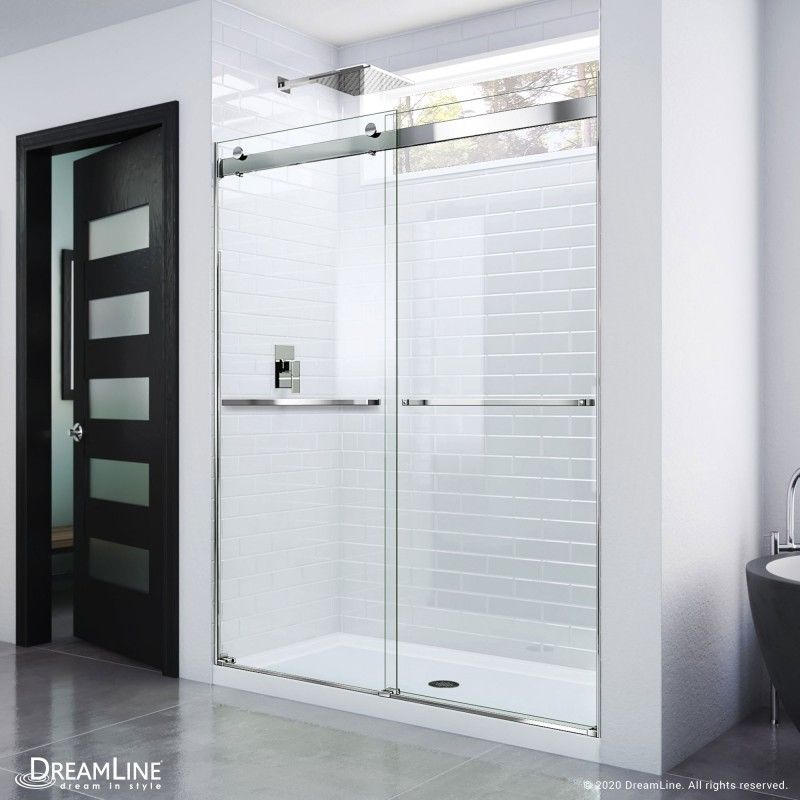 Photo 1 of INCOMPLETE SET!!!! DreamLine Essence 56-60 in. W x 76 in. H Frameless Bypass Shower Door in Chrome
