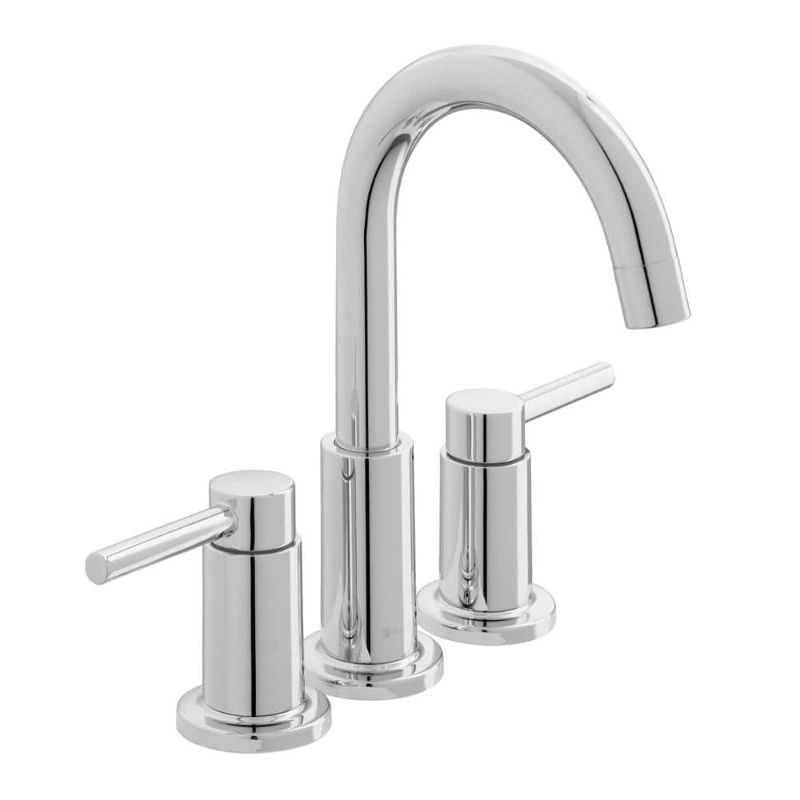 Photo 1 of Glacier Bay Dorind 8 in. Widespread Double-Handle High-Arc Bathroom Faucet in Polished Chrome, Grey
