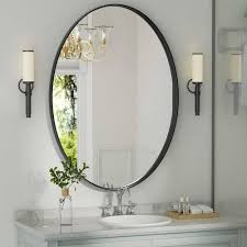 Photo 1 of 22 in. W x 30 in. H Medium Oval Mirrors Metal Framed Wall Mirrors Bathroom Vanity Mirror Decorative Mirror in Black
