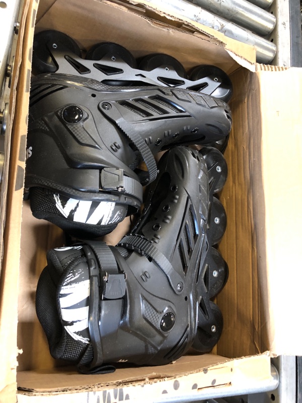 Photo 2 of Professional Inline Skates for Women Men, Roller Skates Adult Male Female, Comfortable Breathabl Speed Racing Skates with Washable Lining, Beginner, Black Black MEN6.5/WOMEN7.5