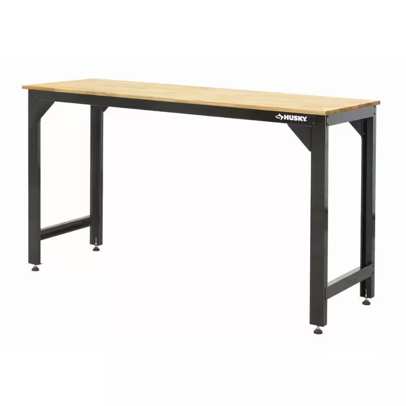 Photo 1 of Ready-To-Assemble 6 ft. Solid Wood Top Workbench in Black
