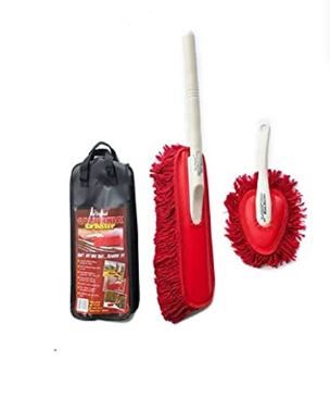 Photo 1 of The Original California Car Duster Detailing Kit with Plastic Handle, Model Number: 62445, Red & Chemical Guys MIC_506_03 Professional Grade Premium Microfiber Towels, Gold (16 x 16 Inch) (Pack of 3) Duster Kit 