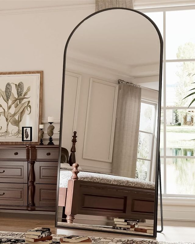 Photo 1 of Full Length Mirror, 71"x28" Floor Mirror, Oversized Floor Standing Mirror Freestanding Full Body Mirror with Stand for Bedroom, Hanging Mounted Mirror for Living Room Cloakroom, Black
