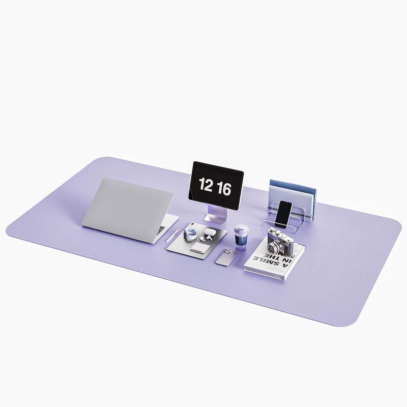 Photo 1 of YSAGi Non-Slip Desk Pad,Mouse Pad,Waterproof PVC Leather Desk Table Protector,Ultra Thin Large Desk Blotter, Easy Clean Laptop Desk Writing Mat for Office Work/Home/Decor(Lavender, 47.2" x 23.6") Lavender 47.2" x 23.6"