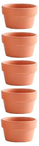 Photo 1 of 5 pack 3.7 Inch Shallow Terra Cotta pots,Ceramic Clay Planter with Drain Hole for Succulent & Cactus Nursery Planter