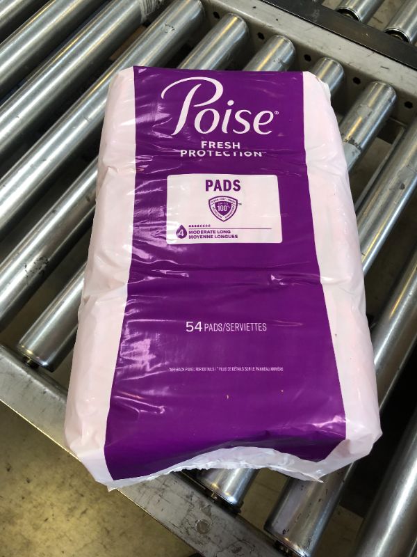 Photo 2 of Poise Incontinence Pads, Moderate Absorbency, Long, 54 Count