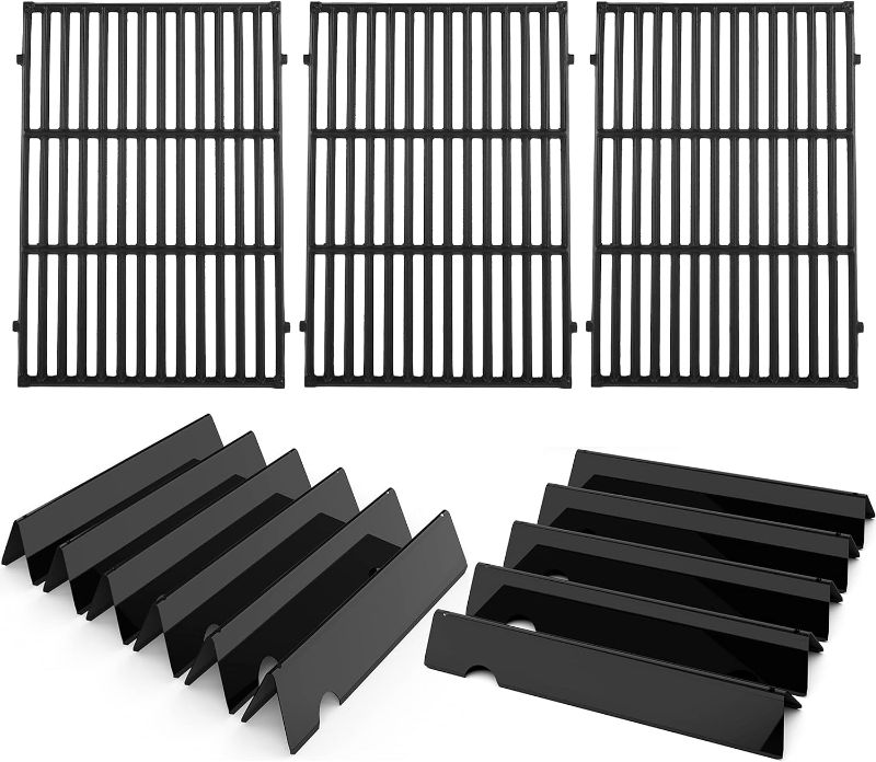 Photo 1 of 66096 Cast Iron Cooking Grates and 66796 Flavorizer Bars for Weber Genesis II 600 Series Genesis II E-610 S-610 Genesis II LX E-640 S-640 Gas Grills, 11 Pcs Heat Plates Replace for Weber 91611, 66034
