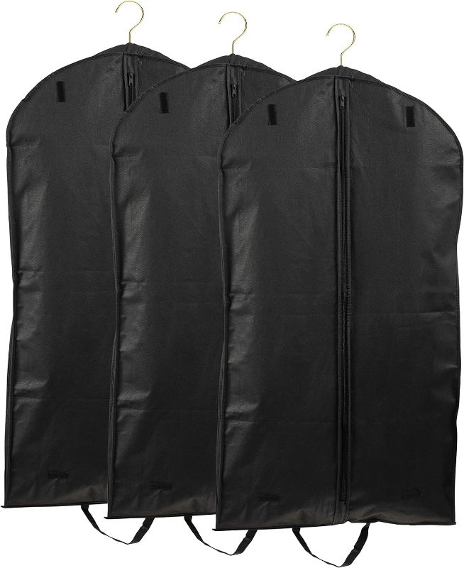 Photo 1 of 3-Pack Garment Bags for Travel & Hanging Clothes - Suit Covers Garment Bag for Men & Women Dress Bag - Closet Storage Suit Bag, Dress Bags, Coat Storage - Zipper Closure (45 Inches)
