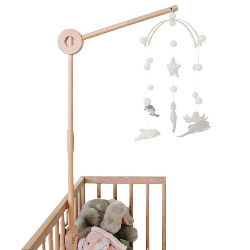 Photo 1 of Crib Mobile Arm - Wooden Mobile Arm, Strong Hold Anti Slip Attachment Clamp for Sturdy Mobile Hanger, Mobile Hanger for Crib Nursery Decor Girls Boys, 100% Beech Wood, 30 inches
