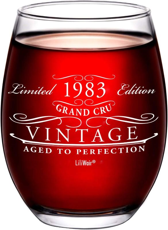 Photo 1 of 1983 41st Birthday Gifts Wine Glass for Men Women | Birthday Gift Man Woman Turning 41 | Funny 41 st Party Supplies Decorations Ideas | Forty One Year Old Bday Presents | 41 years Gag Vintage Gift 