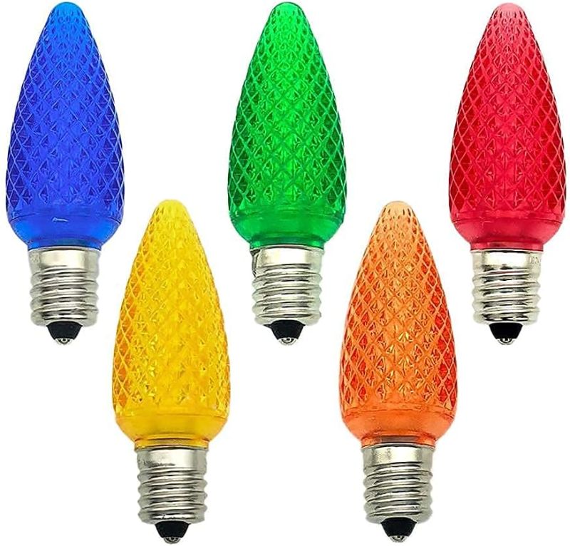 Photo 1 of 25 Pack E17 Socket ETL listed Faceted LED Replacement Bulbs C9 Dimmable Christmas Light Bulb(multicolor)