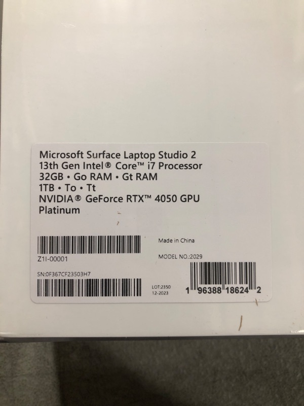 Photo 5 of Microsoft Surface Laptop Studio 2 (2023) - 14.4" Touchscreen - Intel Core i7, 32GB RAM, 1TB SSD, NVIDIA GeForce RTX 4050, Windows 11, Platinum Color Intel i7 32 GB 1 TB NVIDIA® GeForce RTX™ 4050