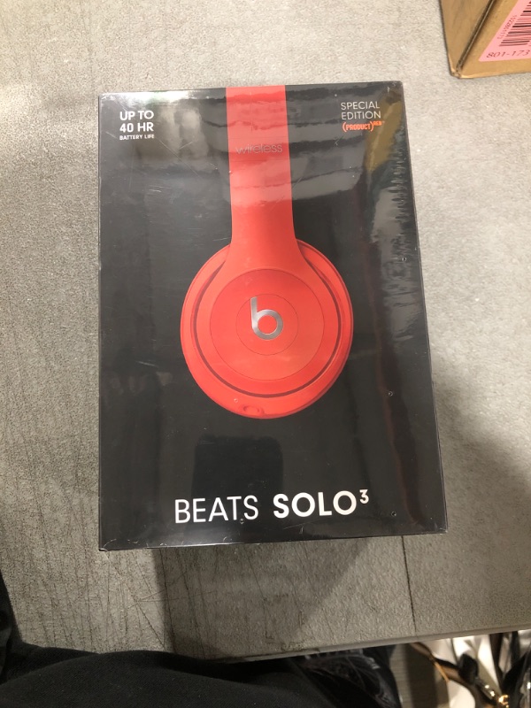 Photo 2 of Beats Solo3 Wireless On-Ear Headphones - Apple W1 Headphone Chip, Class 1 Bluetooth, 40 Hours of Listening Time, Built-in Microphone - Red (Latest Model) Citrus Red Solo3