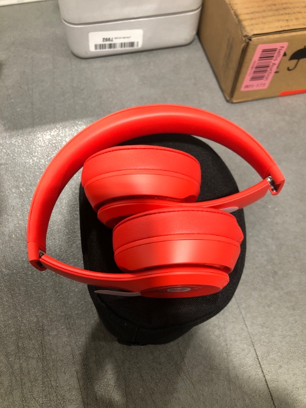 Photo 4 of Beats Solo3 Wireless On-Ear Headphones - Apple W1 Headphone Chip, Class 1 Bluetooth, 40 Hours of Listening Time, Built-in Microphone - Red (Latest Model) Citrus Red Solo3