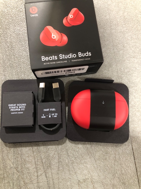 Photo 3 of Beats Studio Buds - True Wireless Noise Cancelling Earbuds - Compatible with Apple & Android, Built-in Microphone, IPX4 Rating, Sweat Resistant Earphones, Class 1 Bluetooth Headphones Red