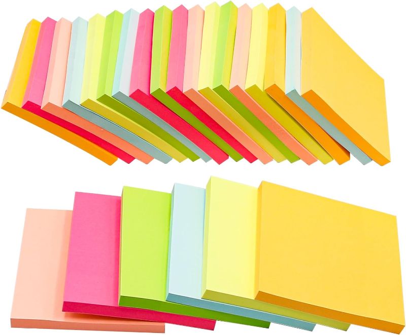 Photo 1 of Comix Sticky Notes, 3x3 in, 24 Pack, Assorted 6 Colors, 70 Sheets/Pad, Perfect for Home, Office, and Classroom Use
