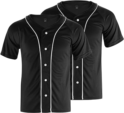 Photo 1 of FONYFA 2 Pieces Baseball Jersey Shirt Blank Plain Hip Hop Hipster, Team Sports Uniform Jersey, Short Sleeves Button Down XL