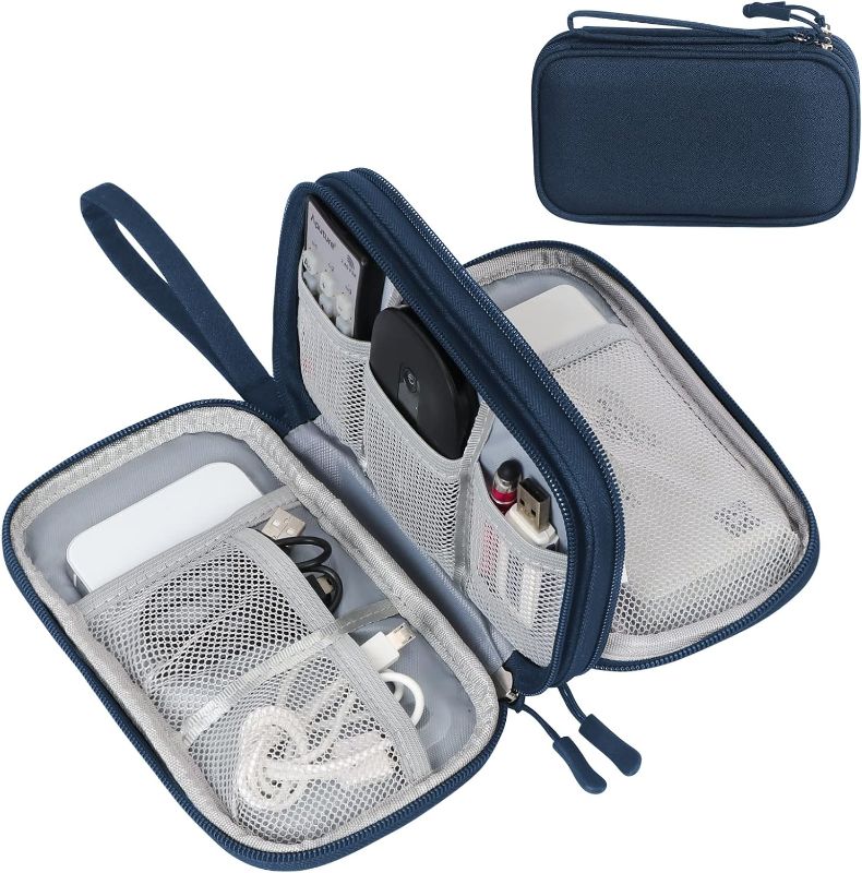 Photo 1 of FYY Electronic Organizer Travel Case, Portable Tech Bag Cable Organizer Travel Accessories Carry Pouch Storage Bag for Cable, Cord, Charger, Phone, Earbuds, Hard Drive, Travel Essentials Navy