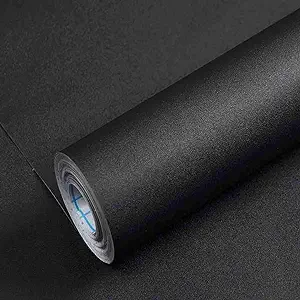 Photo 1 of 24" x118"Black Wallpaper Self Adhesive Film Peel and Stick Wallpaper Black Contact Paper Waterproof Removable DIY Decorative for Kitchen Cabinet Countertops Shelf Liner Upgrade Thicker