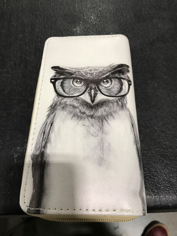 Photo 1 of Bulopur Watercolor Owl Flowers Print Women Wristlet Wallet Zip Around Clutch Large PU Leather Bifold with Phone Holder for Travel