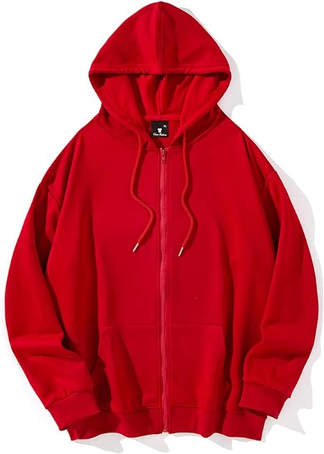 Photo 1 of ATHMILE Womens Zip Up Y2K Hoodies Long Sleeve Fall Oversized Casual Drawstring Drop Shoulder Sweatshirts Jacket with Pocket