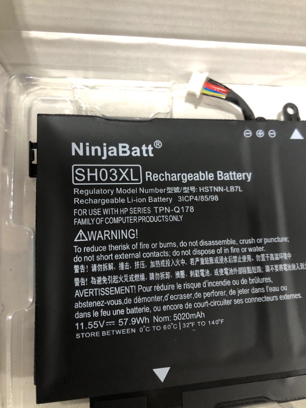 Photo 4 of NinjaBatt SH03XL HSTNN-LB7L 859026-421 Laptop Battery Compatible with Hp Spectre X360 13-AC033DX 13-W013DX Series Notebook Battery 901308-421 859356-855 TPN-Q178 (11.55V/47.9Wh)