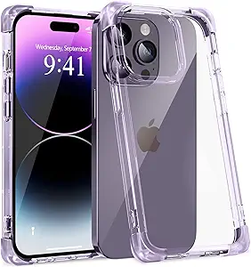 Photo 1 of L-FADNUT Compatible with iPhone 14 Pro Max Case Clear [Drop Proof][Anti-Yellowing] Transparent Shockproof Bumper Cover Slim Protective Phone Case for Apple iPhone 14 Pro Max Purple