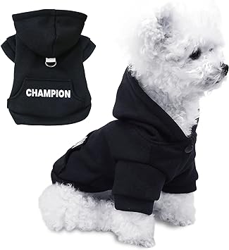 Photo 1 of Dog Hoodies, Soft and Warm Dog Hoodie Sweaters with Leash Hole and Pocket, Button Design Style Dog Winter Coat, Fleece Inside Cold Weather Clothes for Dogs