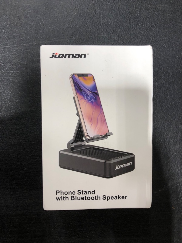 Photo 1 of Cell Phone Stand with Wireless Bluetooth Speaker and Anti-Slip Base HD Surround Sound Perfect for Home and Outdoors with Bluetooth Speaker for Desk Compatible with iPhone/ipad/Samsung Galaxy Black