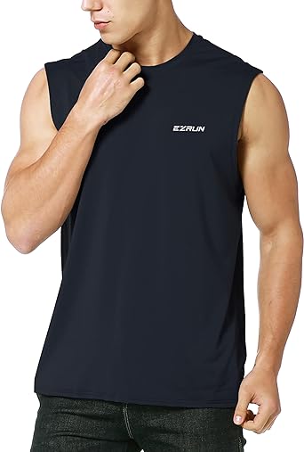 Photo 1 of EZRUN Men's Sleeveless Shirt Quick Dry Workout Swim Shirt Gym Muscle Athletic Beach Tank Top sz 3XLT 
