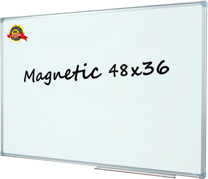Photo 1 of Lockways Magnetic Dry Erase Board, White Board 48 x 36 Inch, Silver Aluminium Frame

